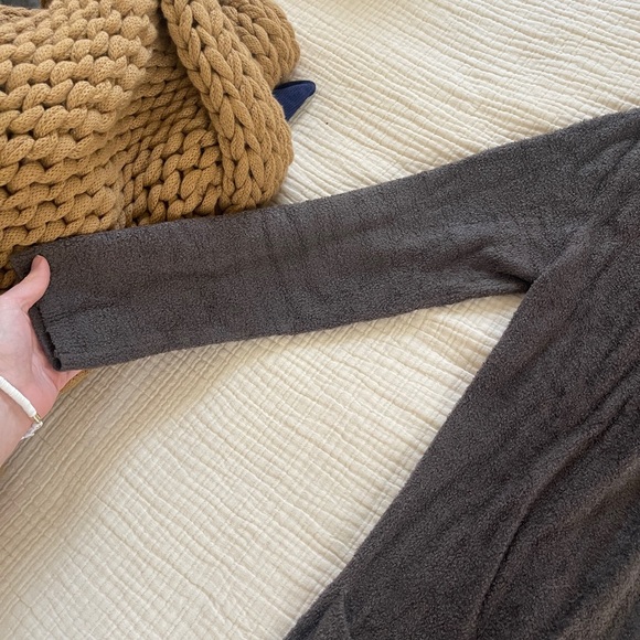 Barefoot Dreams Cozy Chic Lite Hooded Cardigan charcoal grey size medium - Picture 4 of 9